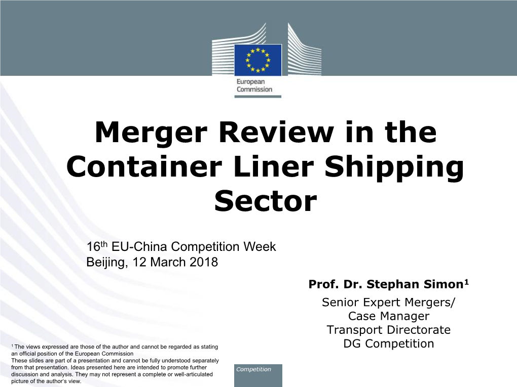 Merger Review in the Container Liner Shipping Sector