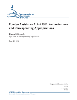 Foreign Assistance Act of 1961: Authorizations and Corresponding Appropriations