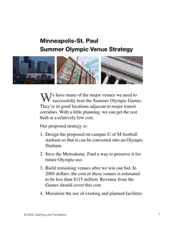 Minneapolis-St. Paul Summer Olympic Venue Strategy