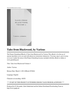 Tales from Blackwood, Volume 4