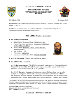 JTF-GTMO Detainee Assessment