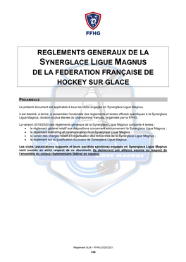 Reglements Generaux De La Synerglace Ligue Magnus De La Federation Française De Hockey Sur Glace