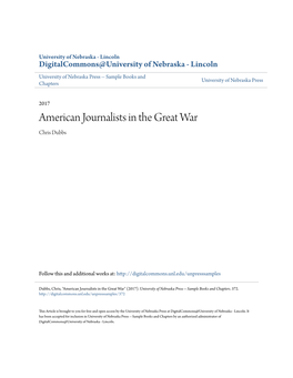American Journalists in the Great War Chris Dubbs