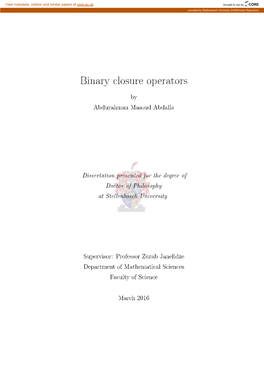 Binary Closure Operators