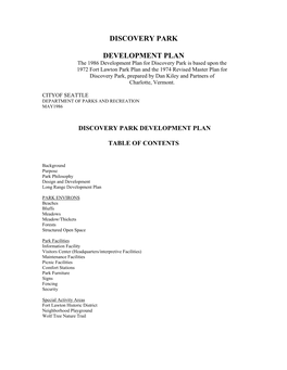 Discovery Park Development Plan