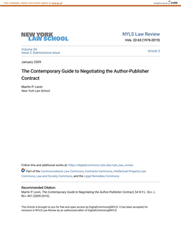 The Contemporary Guide to Negotiating the Author-Publisher Contract