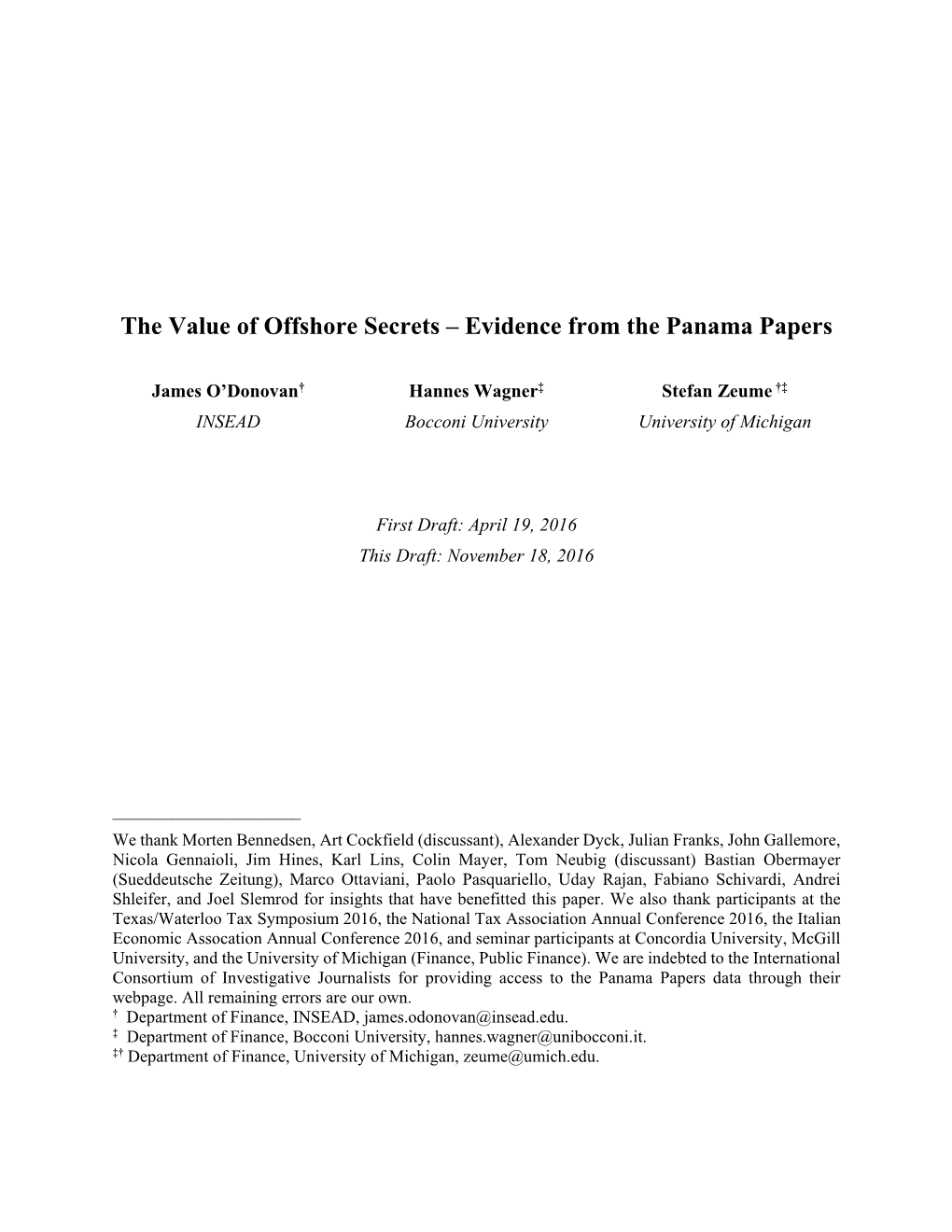 The Value of Offshore Secrets – Evidence from the Panama Papers