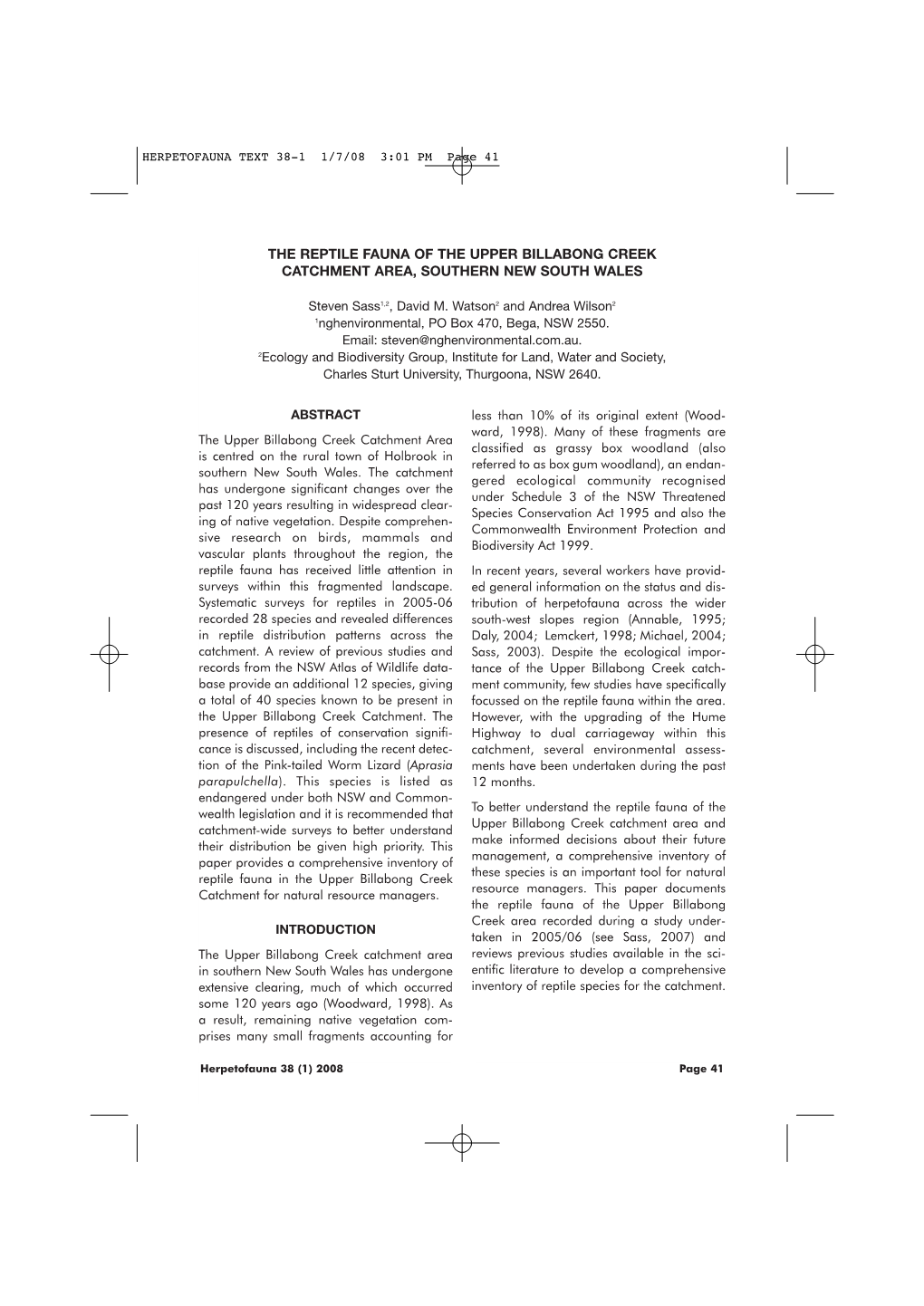 HERPETOFAUNA TEXT 38-1 1/7/08 3:01 PM Page 41