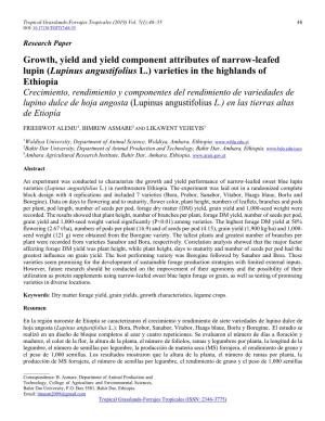 Growth, Yield and Yield Component Attributes of Narrow-Leafed Lupin