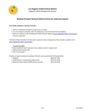 Los Angeles Unified School District Medical Provider Network Referral