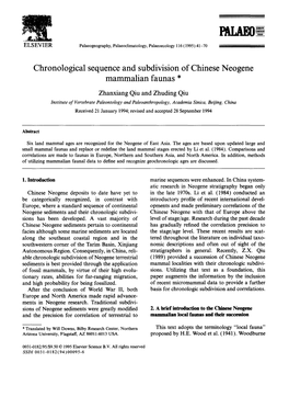 Chronological Sequence and Subdivision of Chinese Neogene