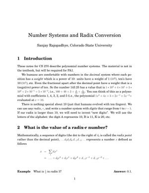 Number Systems and Radix Conversion