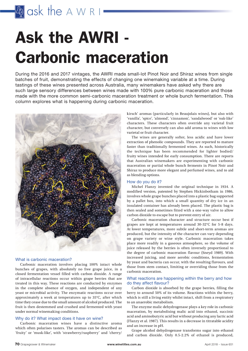 Ask the AWRI - Carbonic Maceration