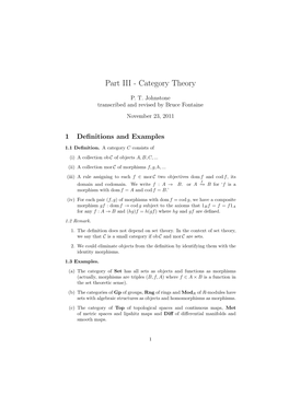 Part III - Category Theory