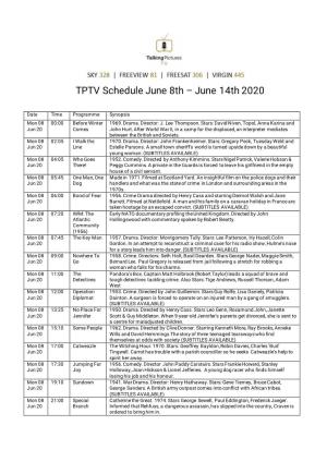TPTV Schedule June 8Th – June 14Th 2020