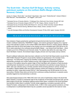 The Scott Inlet – Buchan Gulf Oil Seeps: Actively Venting Petroleum Systems on the Northern Baffin Margin Offshore Nunavut, Canada