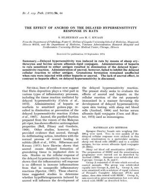 Delayed Hypersensitivity (Colvin Et Al., Warfarin to Sensitized Guinea