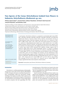 New Species of the Genus Metschnikowia Isolated from Flowers in Indonesia, Metschnikowia Cibodasensis Sp
