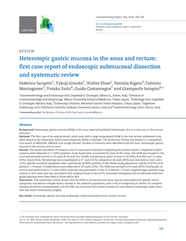 Heterotopic Gastric Mucosa in the Anus and Rectum