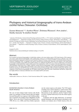 Phylogeny and Historical Biogeography of Trans-Andean Cichlid Fishes (Teleostei: Cichlidae)