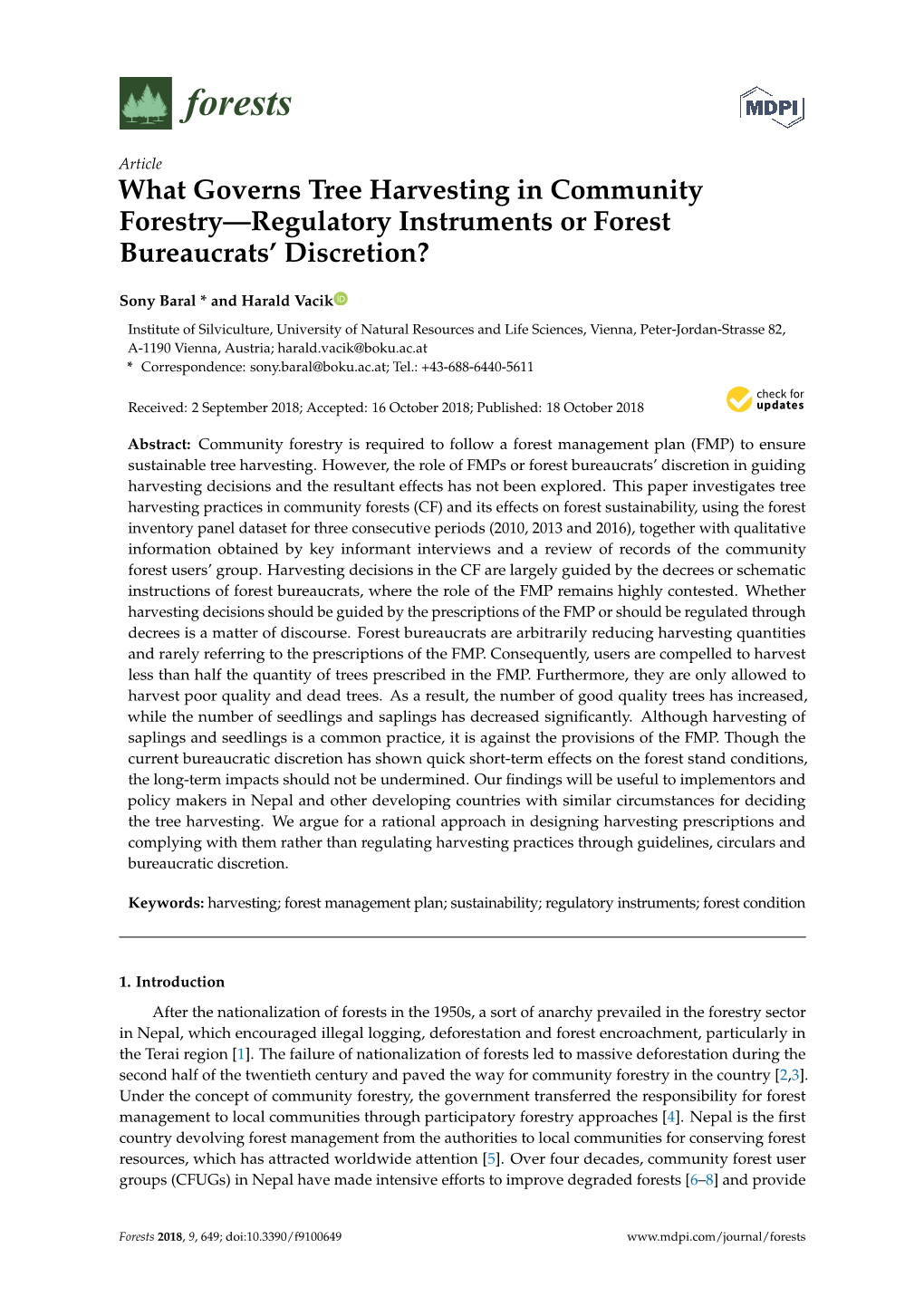 What Governs Tree Harvesting in Community Forestry—Regulatory Instruments Or Forest Bureaucrats' Discretion?