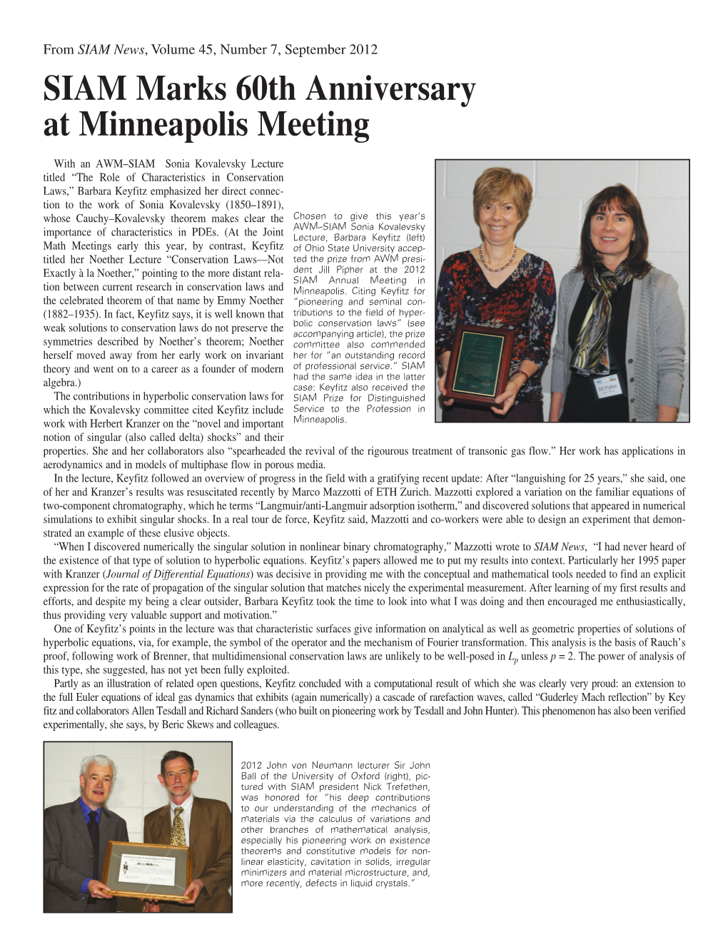 SIAM Marks 60Th Anniversary at Minneapolis Meeting