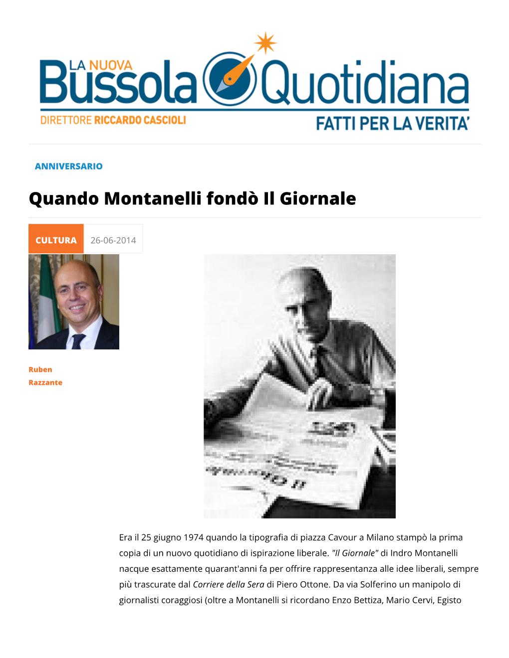 Quando Montanelli Fondò Il Giornale