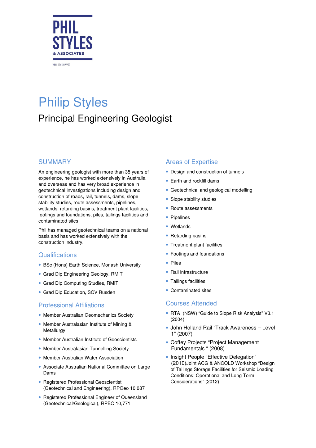 Philip Styles Principal Engineering Geologist