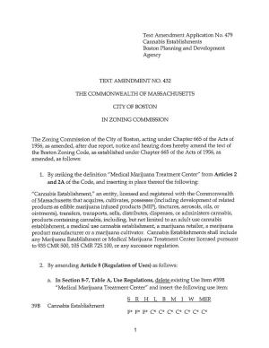 Text Amendment Application No. 479 Cannabis Establishments Boston Planning and Development Agency