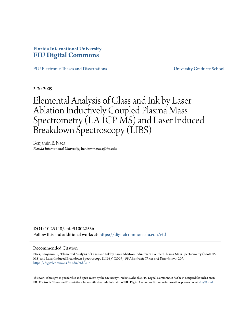 Elemental Analysis of Glass and Ink by Laser Ablation Inductively