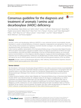 Consensus Guideline for the Diagnosis and Treatment of Aromatic L-Amino