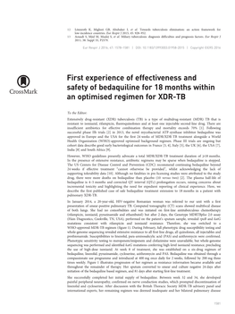 First Experience of Effectiveness and Safety of Bedaquiline for 18 Months Within an Optimised Regimen for XDR-TB