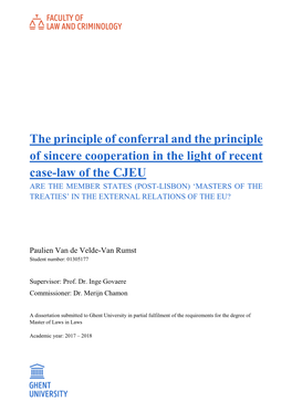 The Principle of Conferral and the Principle of Sincere Cooperation In