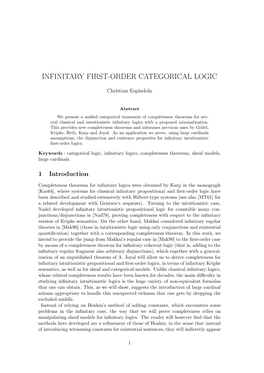 Infinitary First-Order Categorical Logic
