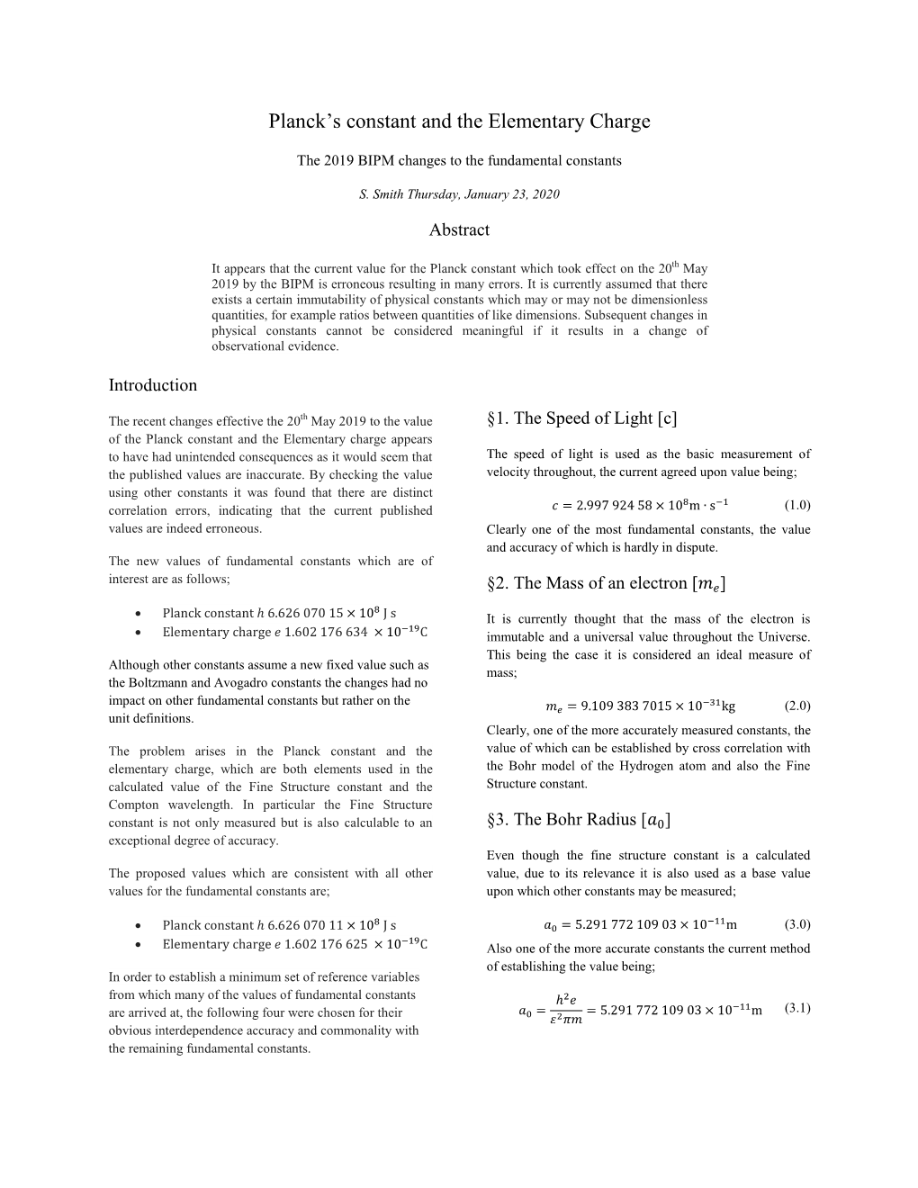 Planck's Constant and the Elementary Charge