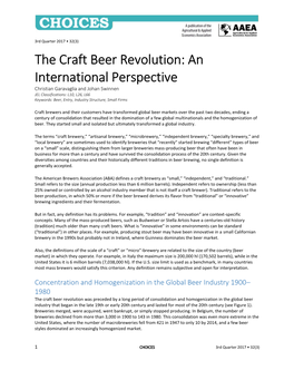 The Craft Beer Revolution: an International Perspective