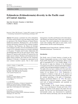 Echinoderm (Echinodermata) Diversity in the Pacific Coast of Central America