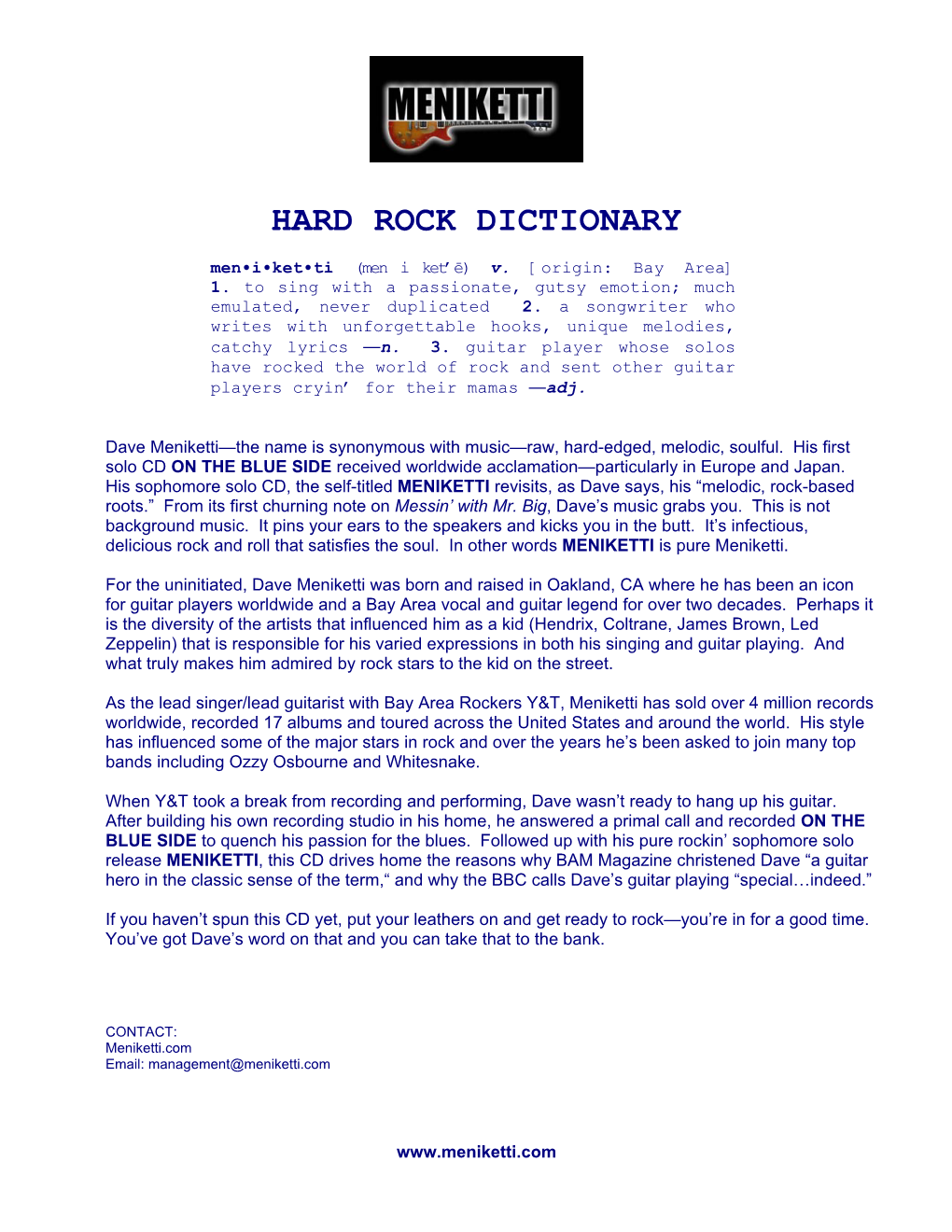 Hard Rock Dictionary