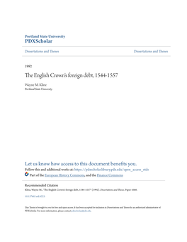 The English Crown's Foreign Debt, 1544-1557