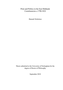 Nicholson, Hannah (2019) Print and Politics in the East Midlands
