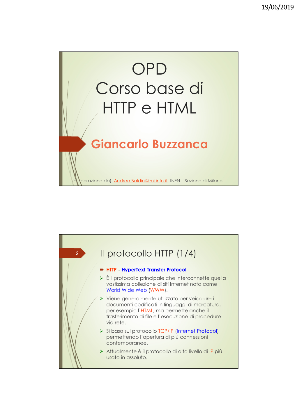 OPD Corso Base Di HTTP E HTML