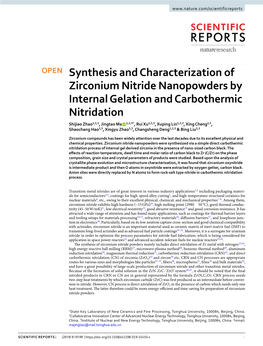 Synthesis and Characterization of Zirconium Nitride Nanopowders By