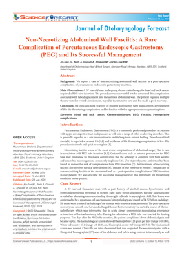 A Rare Complication of Percutaneous Endoscopic Gastrostomy (PEG) and Its Successful Management