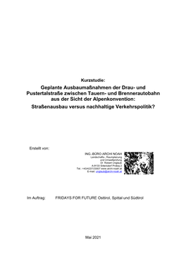 Geplante Ausbaumaßnahmen Der Drau- Und Pustertalstraße Zwischen Tauern- Und Brennerautobahn Aus Der Sicht Der Alpenkonvention