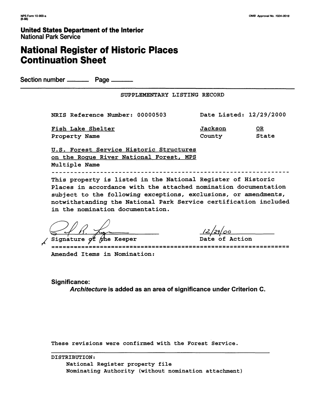 National Register of Historic Places Continuation Sheet