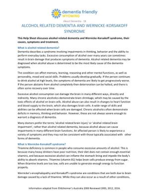 Alcohol Related Dementia and Wernicke-Korsakoff Syndrome