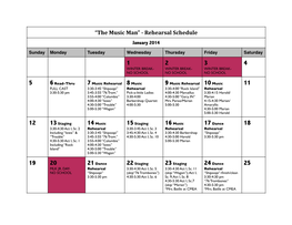 “The Music Man” -‐ Rehearsal Schedule