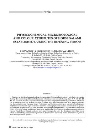 Physicochemical, Microbiological and Colour Attributes of Horse Salami Established During the Ripening Period