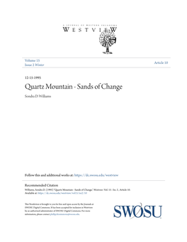 Quartz Mountain - Sands of Change Sondra D