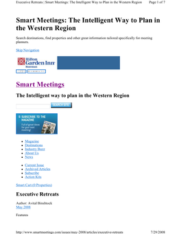 Smart Meetings: the Intelligent Way to Plan in the Western Region Page 1 of 7